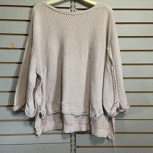 2XL 3/4 Sleeve Top‎ Blouse Shirt Tan And White